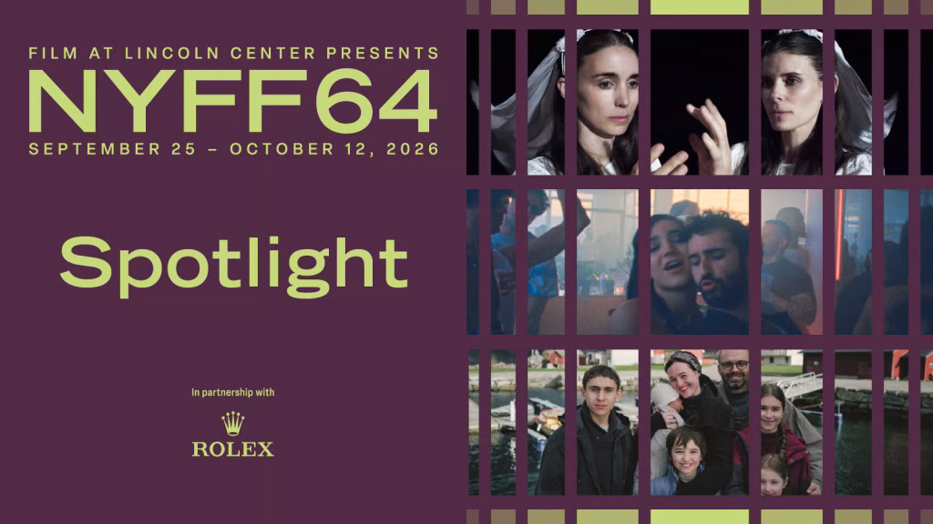 Flc_nyff64_spotlight_banner_1600x900jpg | the Cinema Group Poster for Nyff64 Spotlight with a Maroon Left Panel and Lime Text; on the Right is a Grid Collage of Festival Photos Across Multiple Columns and Rows.