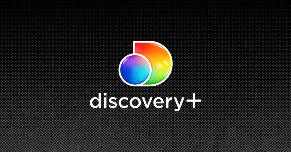 Discovery+ Logo Featuring Overlapping Colorful Circles with the Word 'discovery+' on a Dark Dotted Gradient Background (streaming Service Branding).
